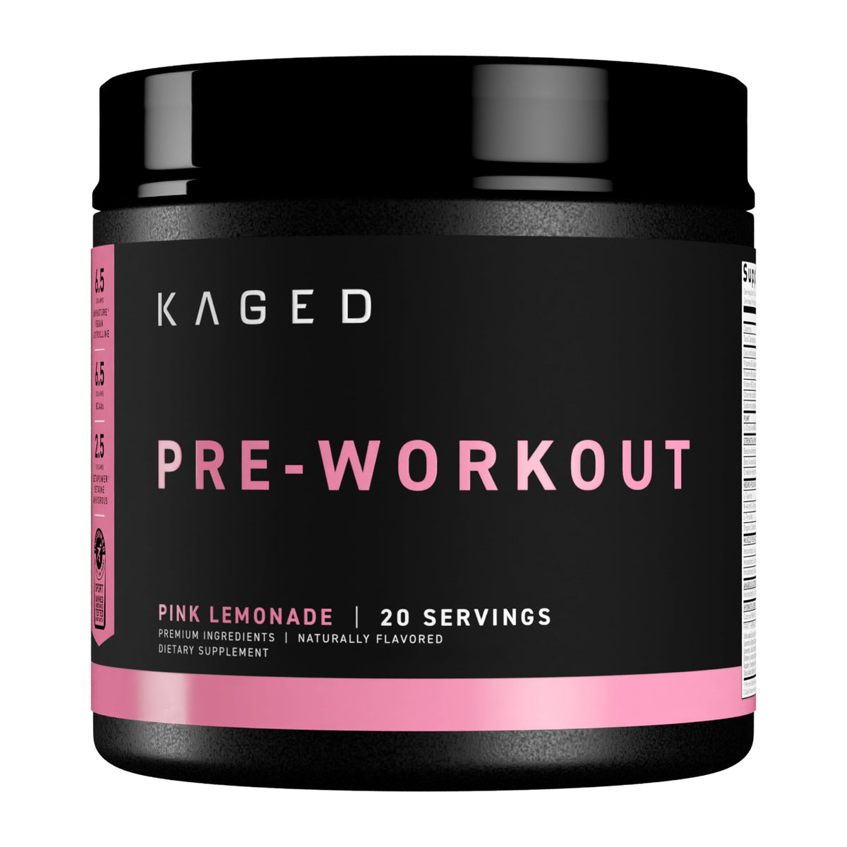 Kaged Original Pink Lemonade pre-workout tub ready for energizing workouts.