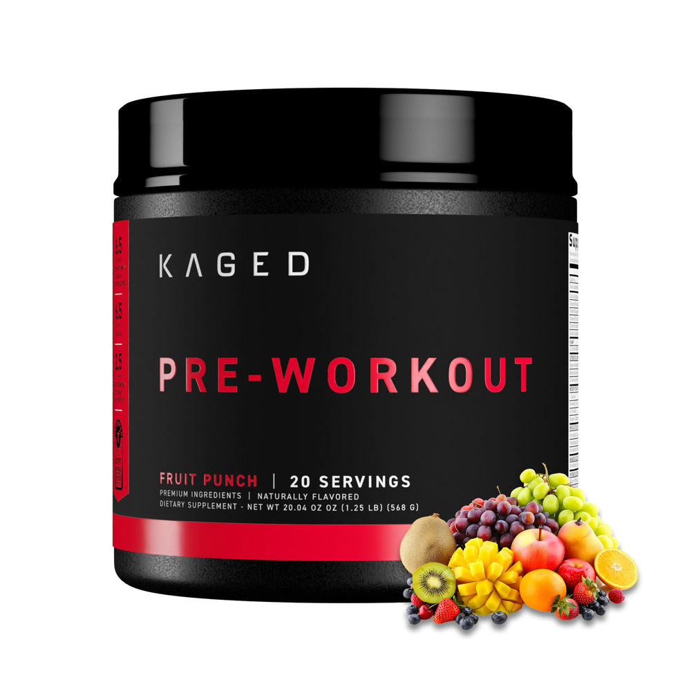 Kaged Original Preentrenamiento Fruta Punch, botella para energía sostenida durante entrenos intensos.