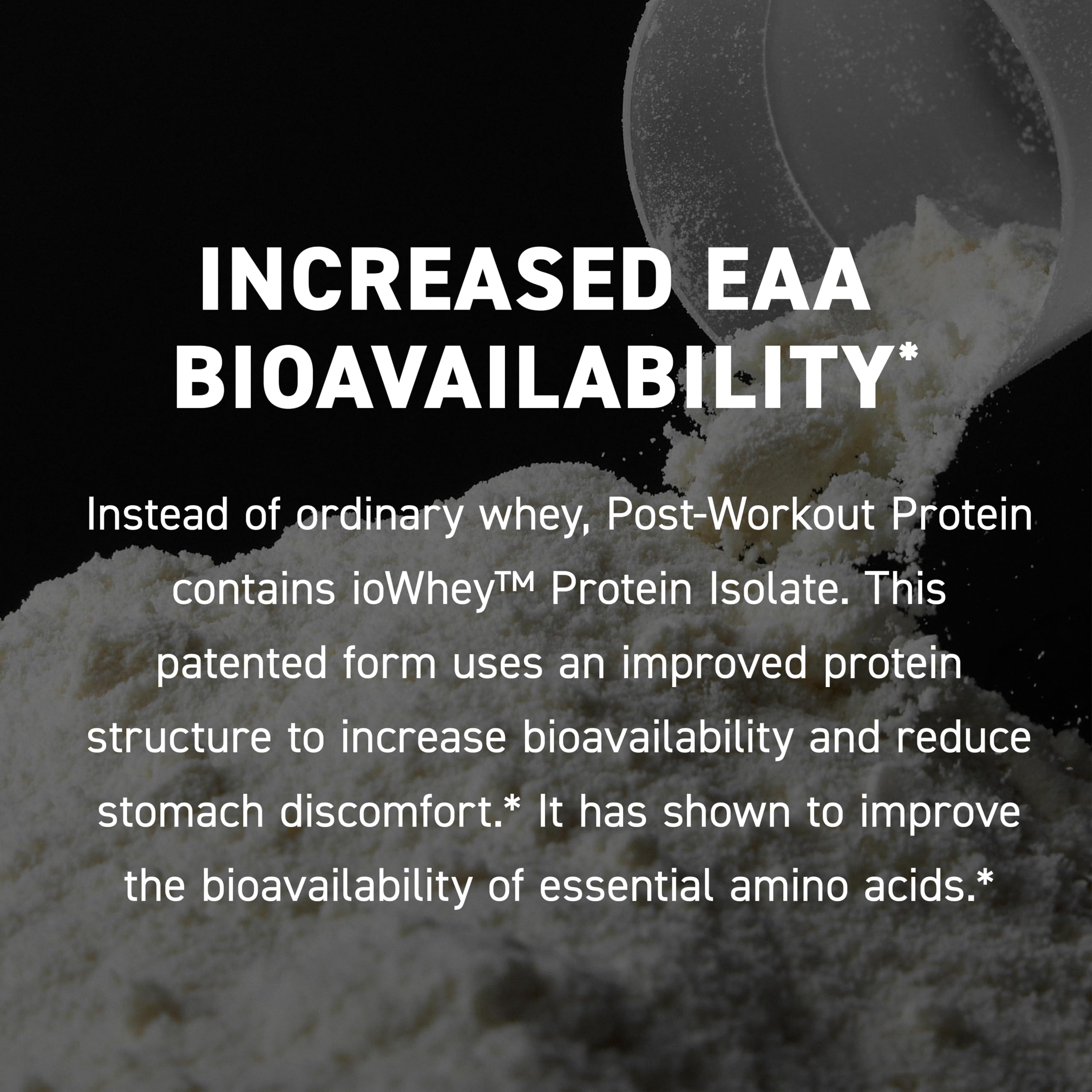 Kaged ioWhey label close-up highlighting fast absorption for muscles.