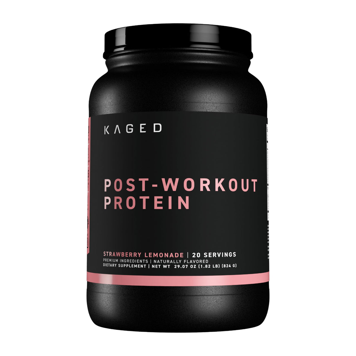Kaged Post Workout Protein bottle in Strawberry Lemonade for post-workout recovery.