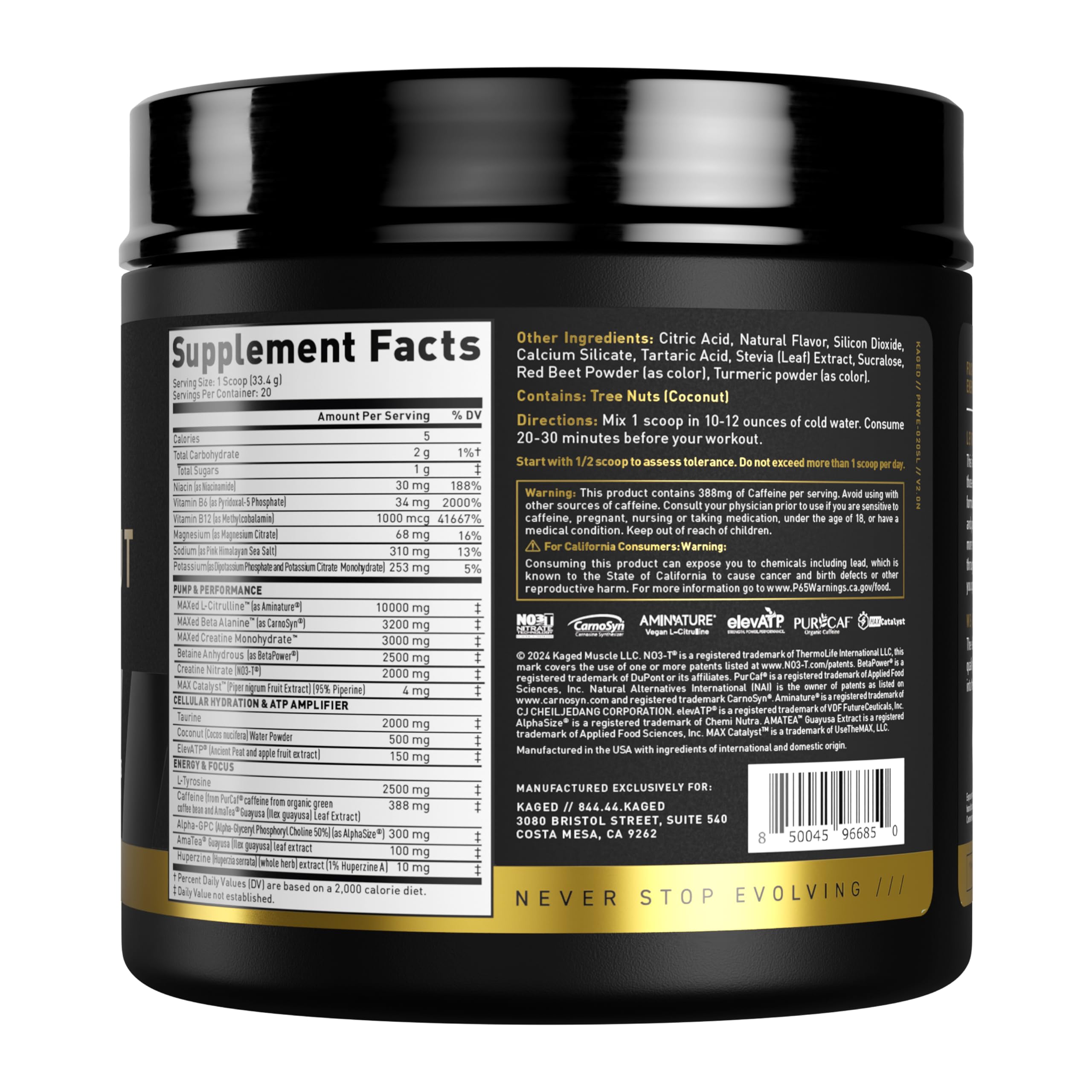 Kaged Pre Workout Elite serving setup illustrating ready-to-use pre-workout ritual