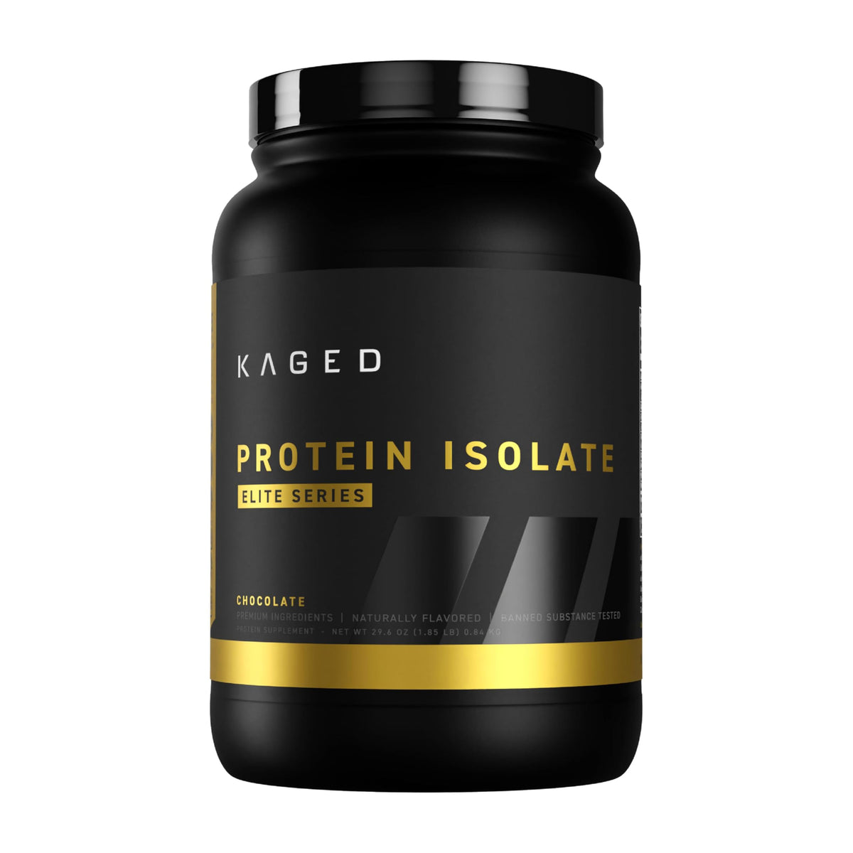 Kaged Protein Elite chocolate tub front view highlighting premium protein for recovery
