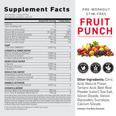 Kaged stimulant-free pre-workout fruit punch glass with shake for training sessions.