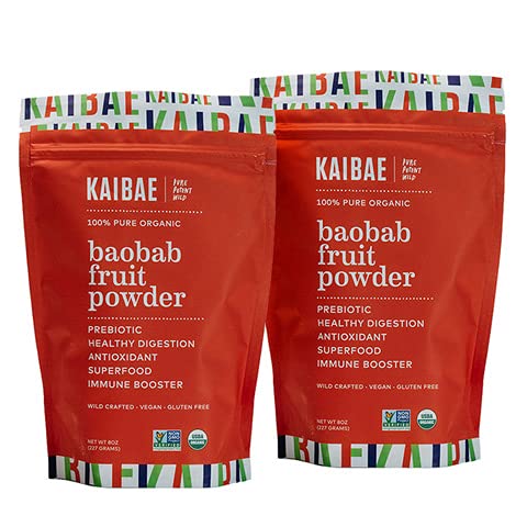KAIBAE Baobab powder bottle for gut-friendly smoothies.