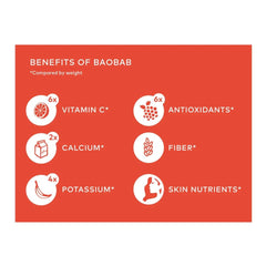 KAIBAE Baobab powder packaging highlights organic and kosher quality.