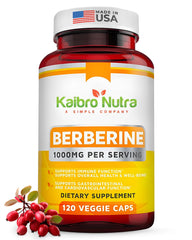 Kaibro Nutra Berberine 1000mg bottle for immune and digestive support.