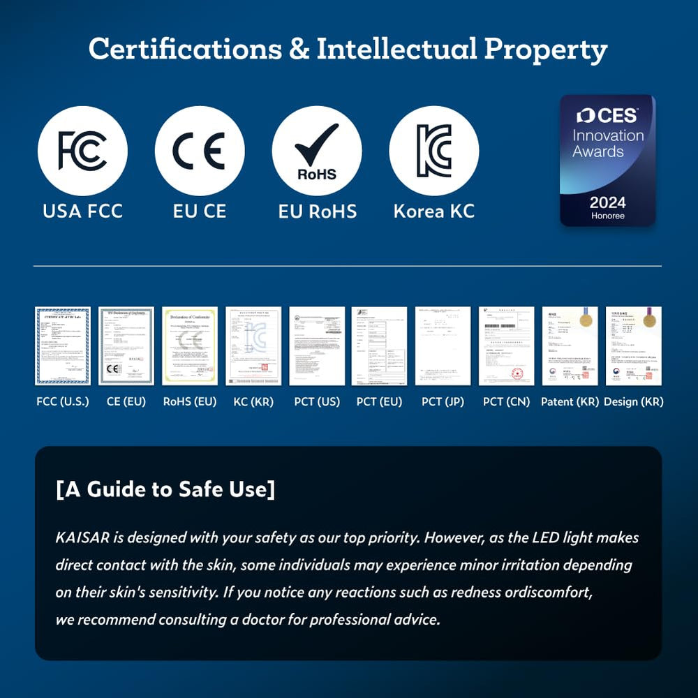 KAISAR product page highlights not a medical device and safe use guidelines.