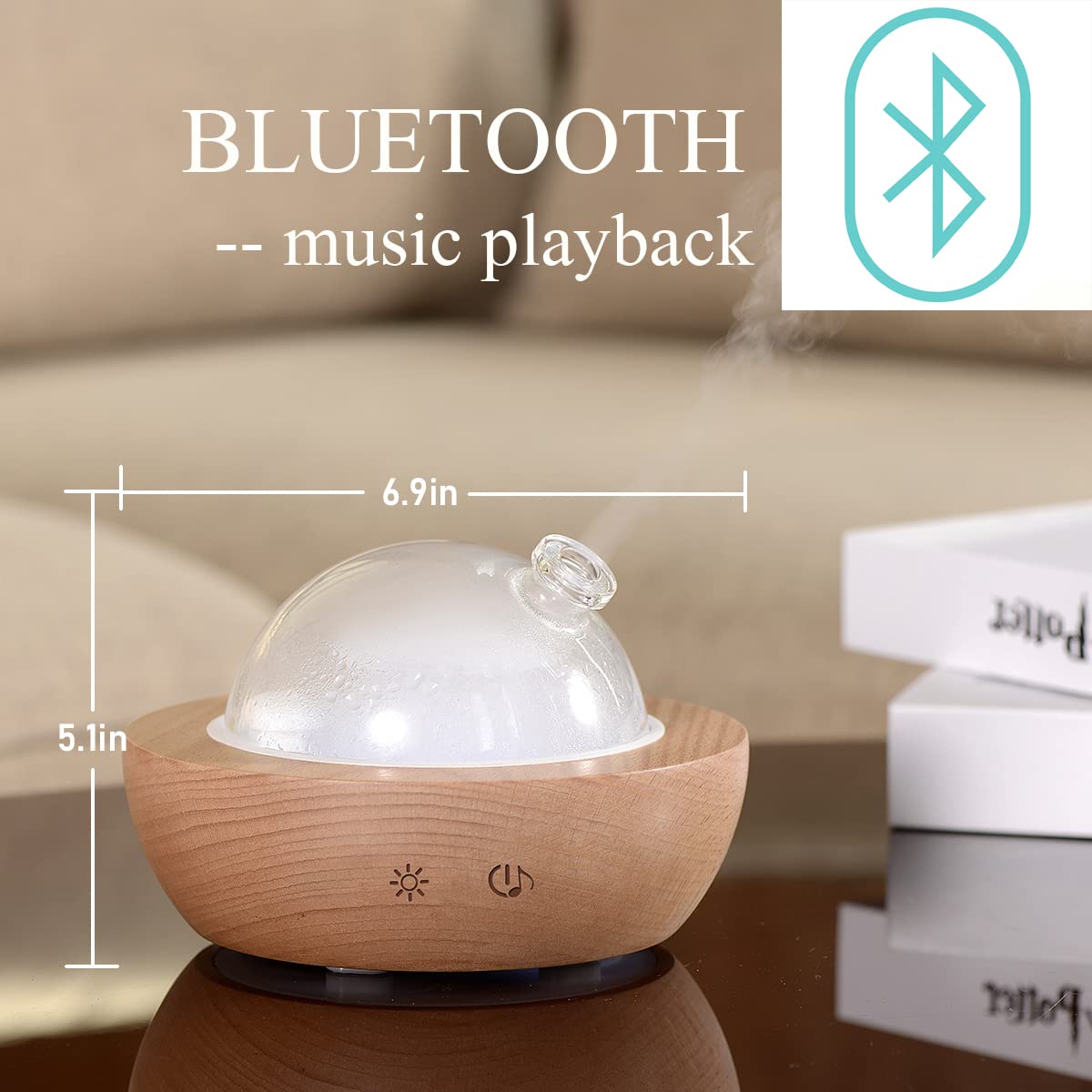 Kakoda diffuser Bluetooth speaker area for music playback.