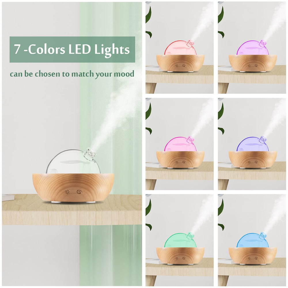Kakoda diffuser showing 7-color LED mood lighting.