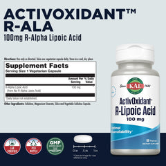 Kal Activoxidant bottle back displaying ingredients and dosage information