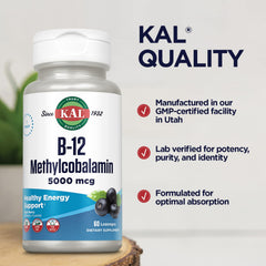 KAL B-12 lozenges packaging front for a 60-serving bottle