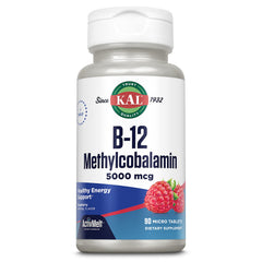 KAL B12 methylcobalamin 5000mcg bottle with ActivMelt for quick tongue melt