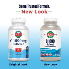 KAL C-1000 buffered tablets bottle label with sustained release concept