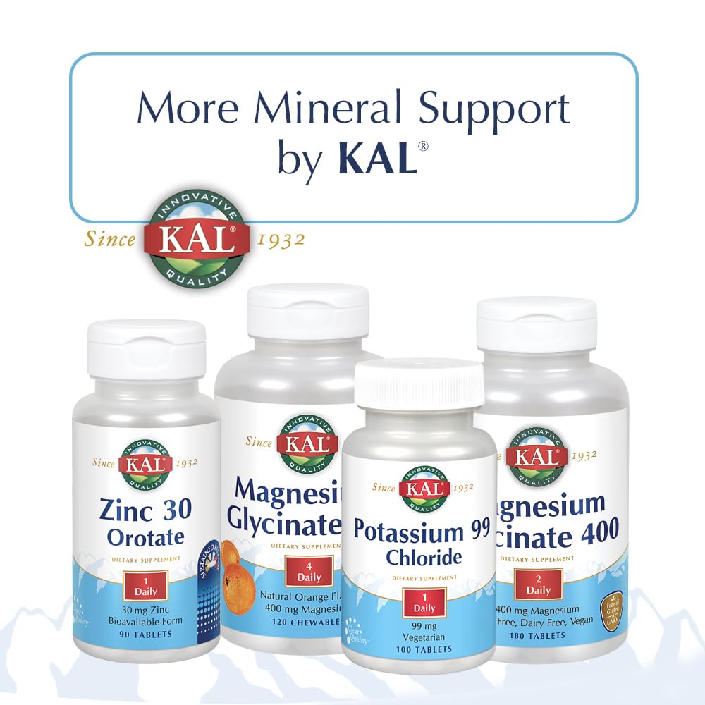 KAL Calcium Plus bottle on counter conveys convenient 200-count supply