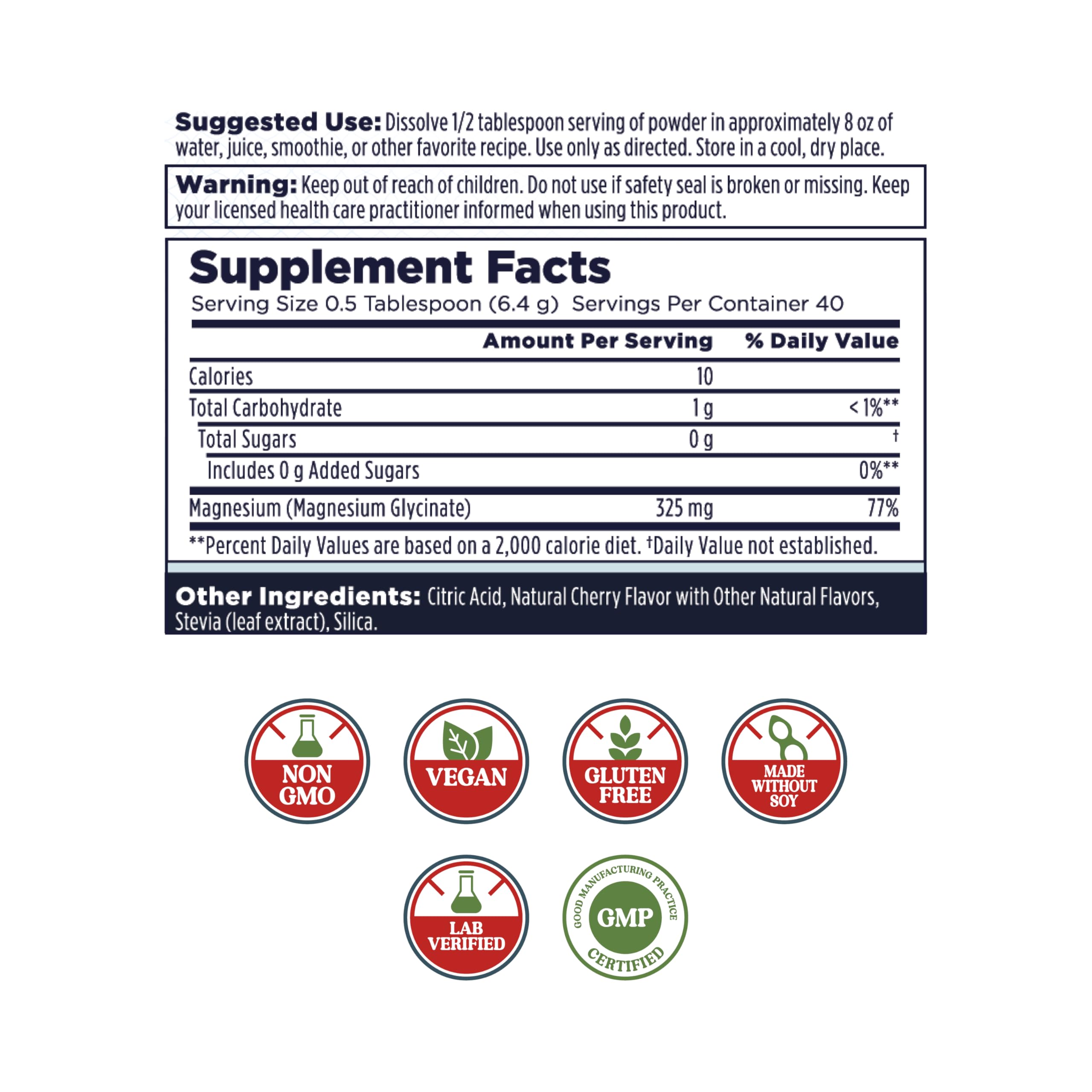 KAL Calming Magnesium Powder cherry flavor with convenient scoop supports easy daily use