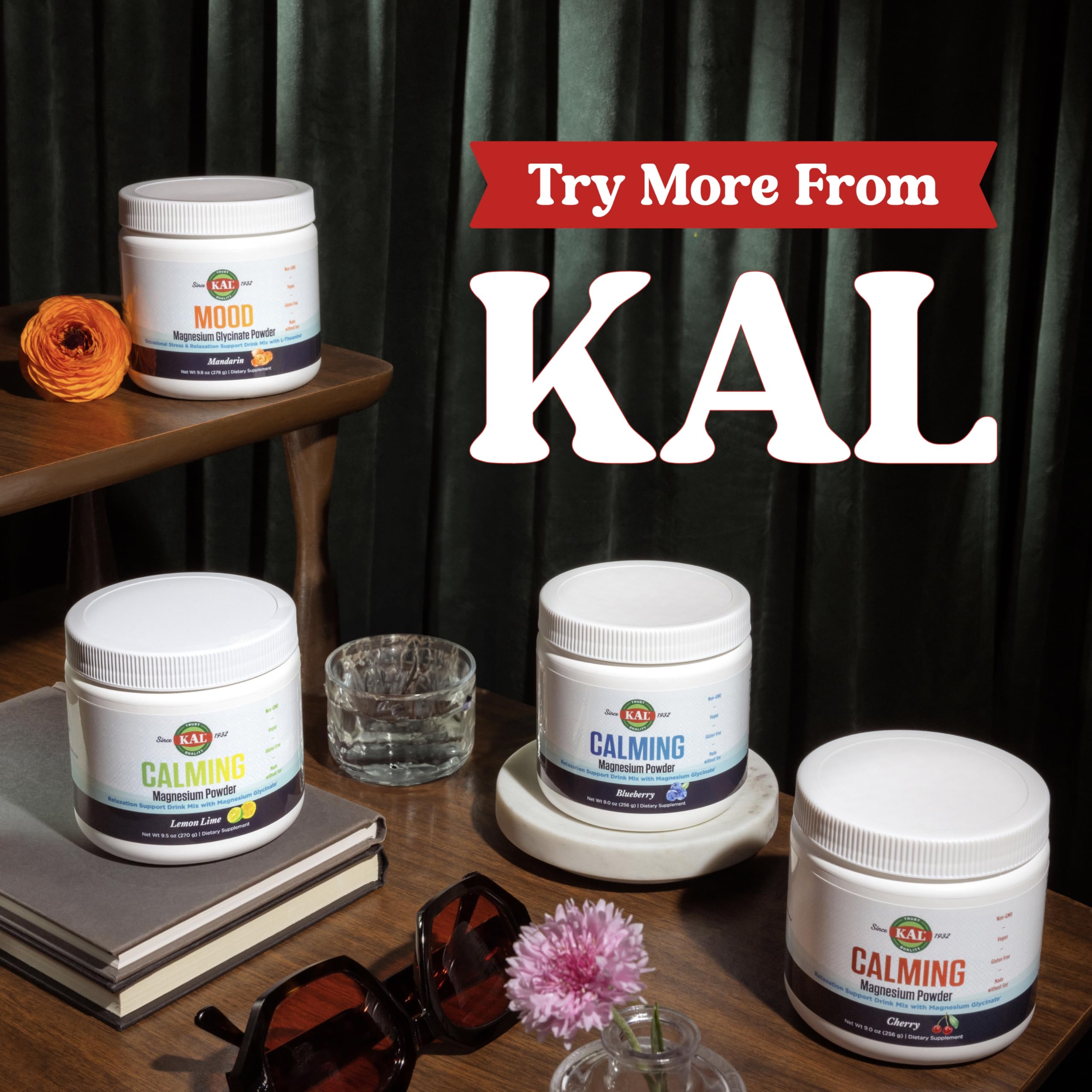 KAL Calming Magnesium Powder glass with drink; sensory lemon-lime aroma.