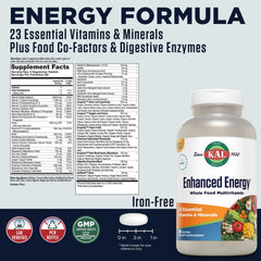KAL Enhanced Energy capsules closeup showing easy-to-swallow tablets.