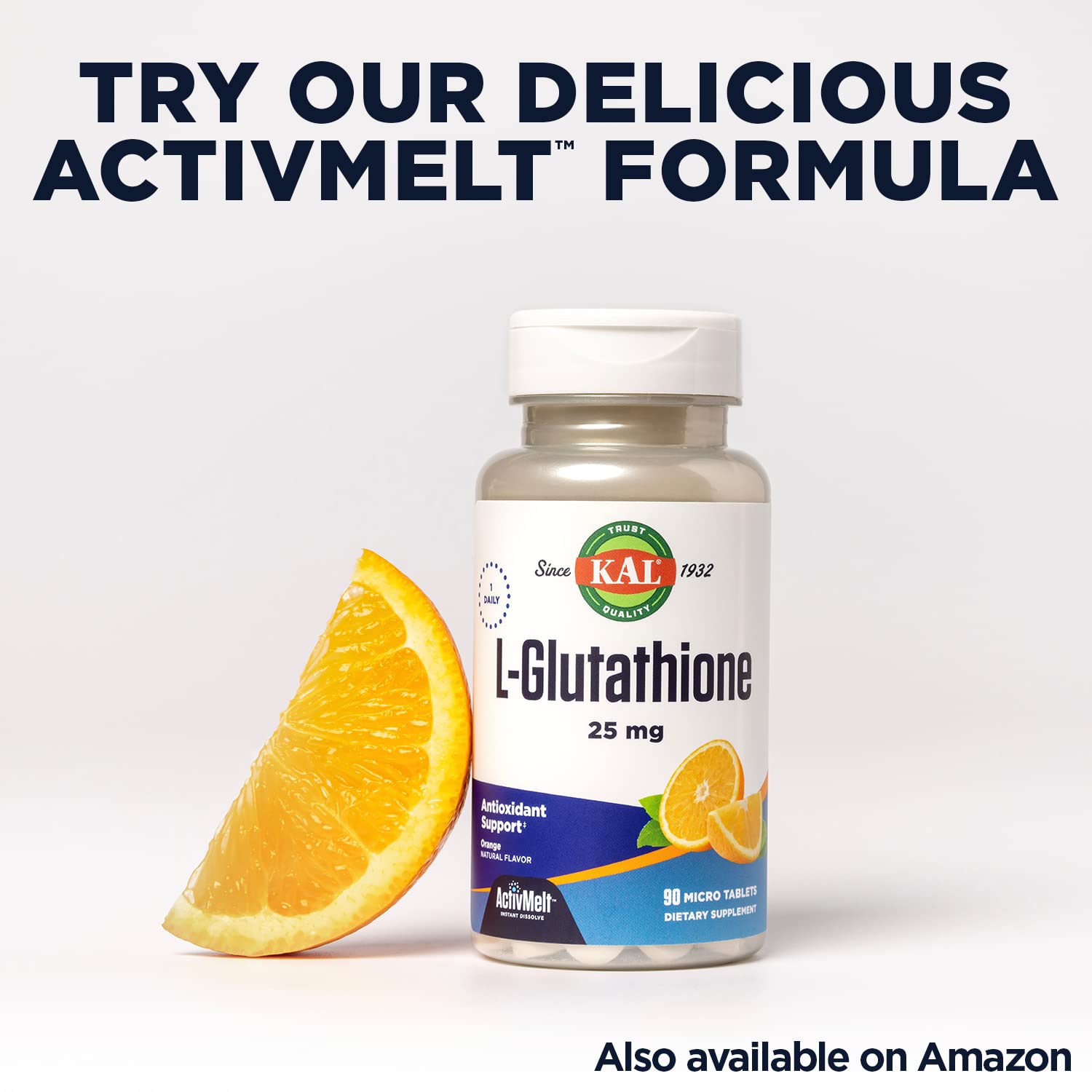KAL L-Glutathione SR usage scene with capsules ready for daily routine.