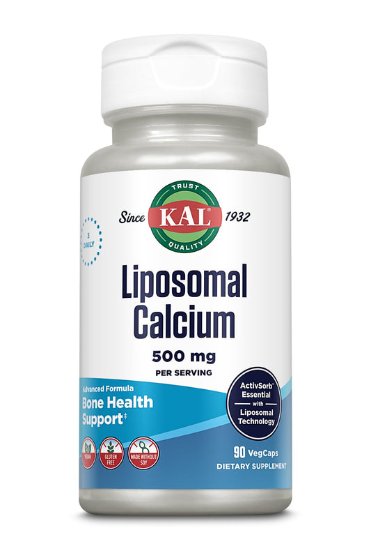 KAL Liposomal Calcium 500 mg bottle for daily calcium support.