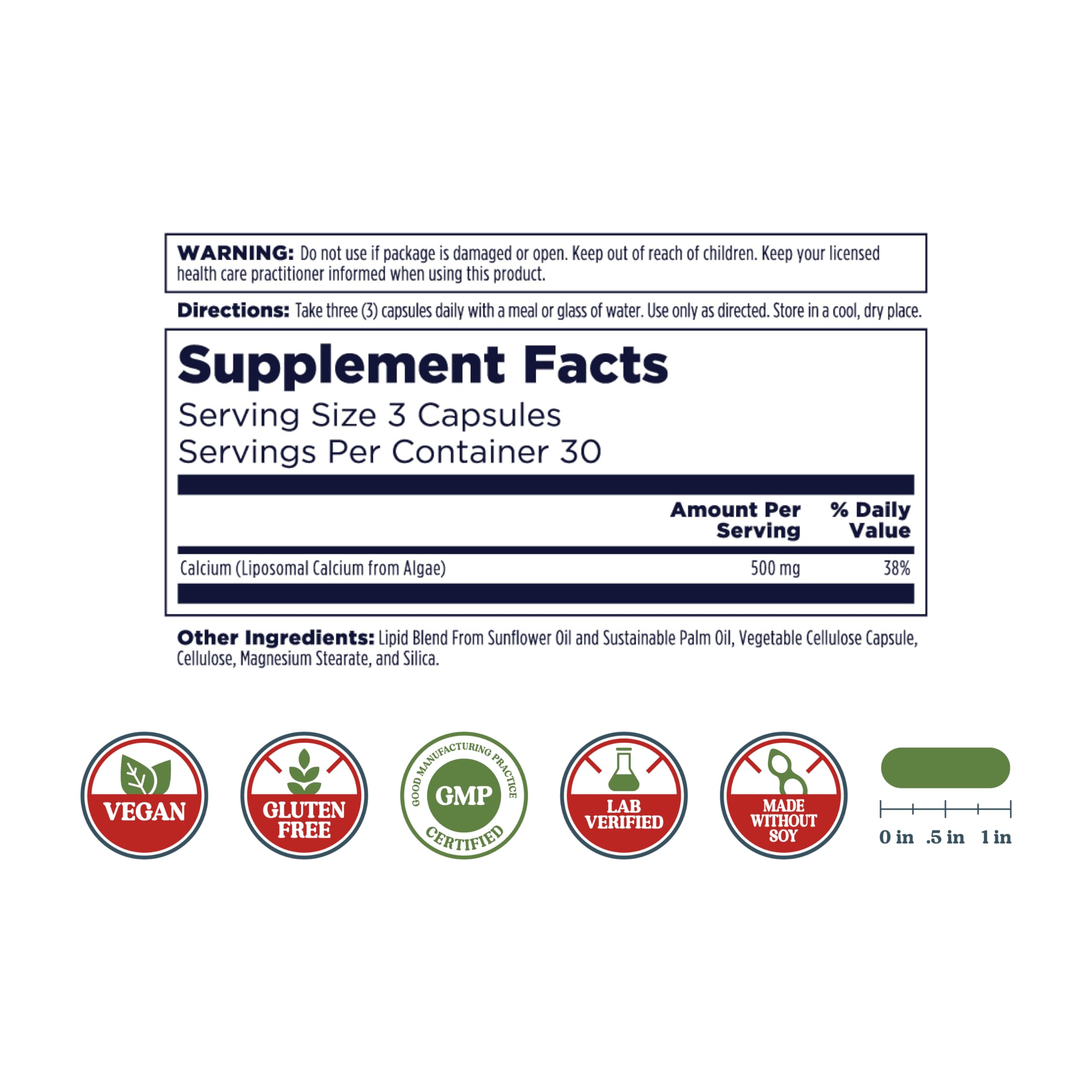 KAL Liposomal Calcium from algae highlighting a natural, plant-based calcium source.