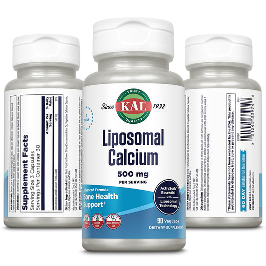 KAL Liposomal Calcium vegan capsules showcasing plant-based algae calcium.