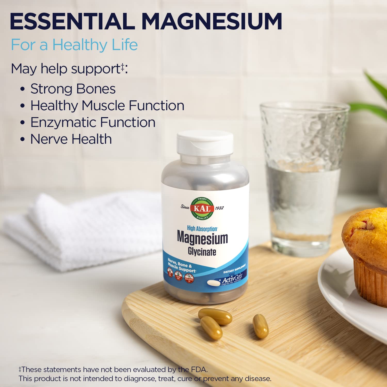 KAL Magnesium Glycinate ActivGels pour action illustrating quick absorption