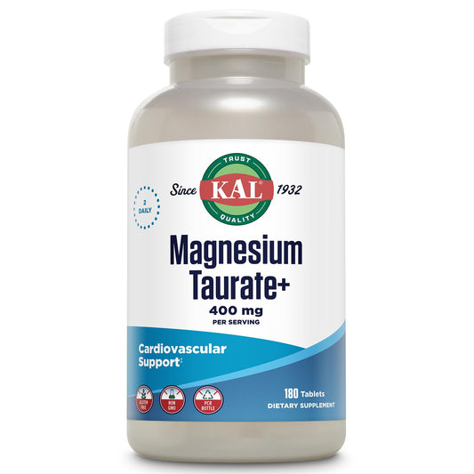 KAL Magnesium Taurate Plus bottle with label supports daily muscle function.