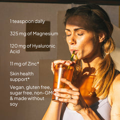 KAL Radiant Magnesium Powder hyaluronic-acid boost serving highlights skin hydration potential.