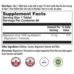 KAL Think Magnesium L-Threonate bottle label close-up with dosage clarity