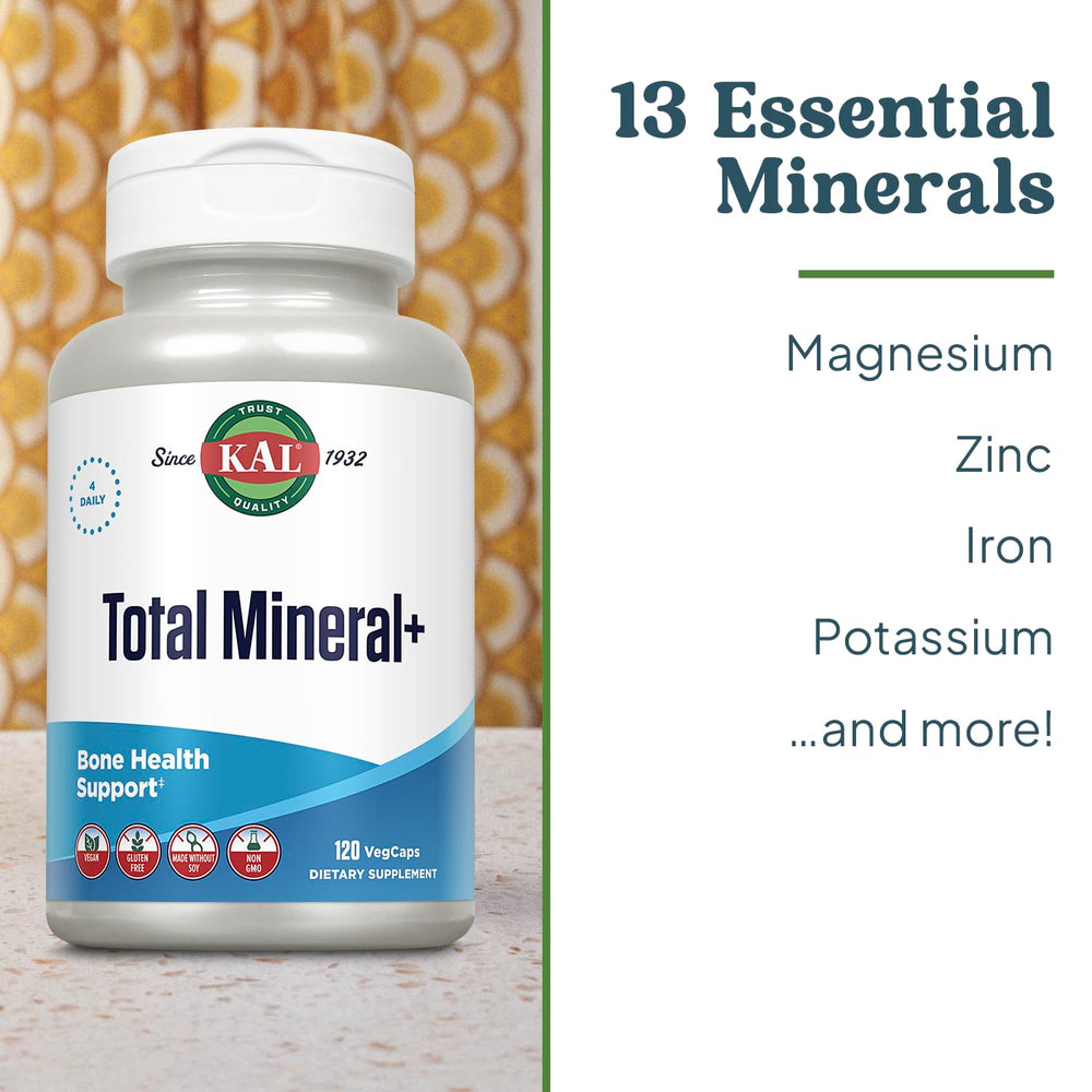 KAL Total Mineral Plus capsules pour demonstrates convenient daily dosing