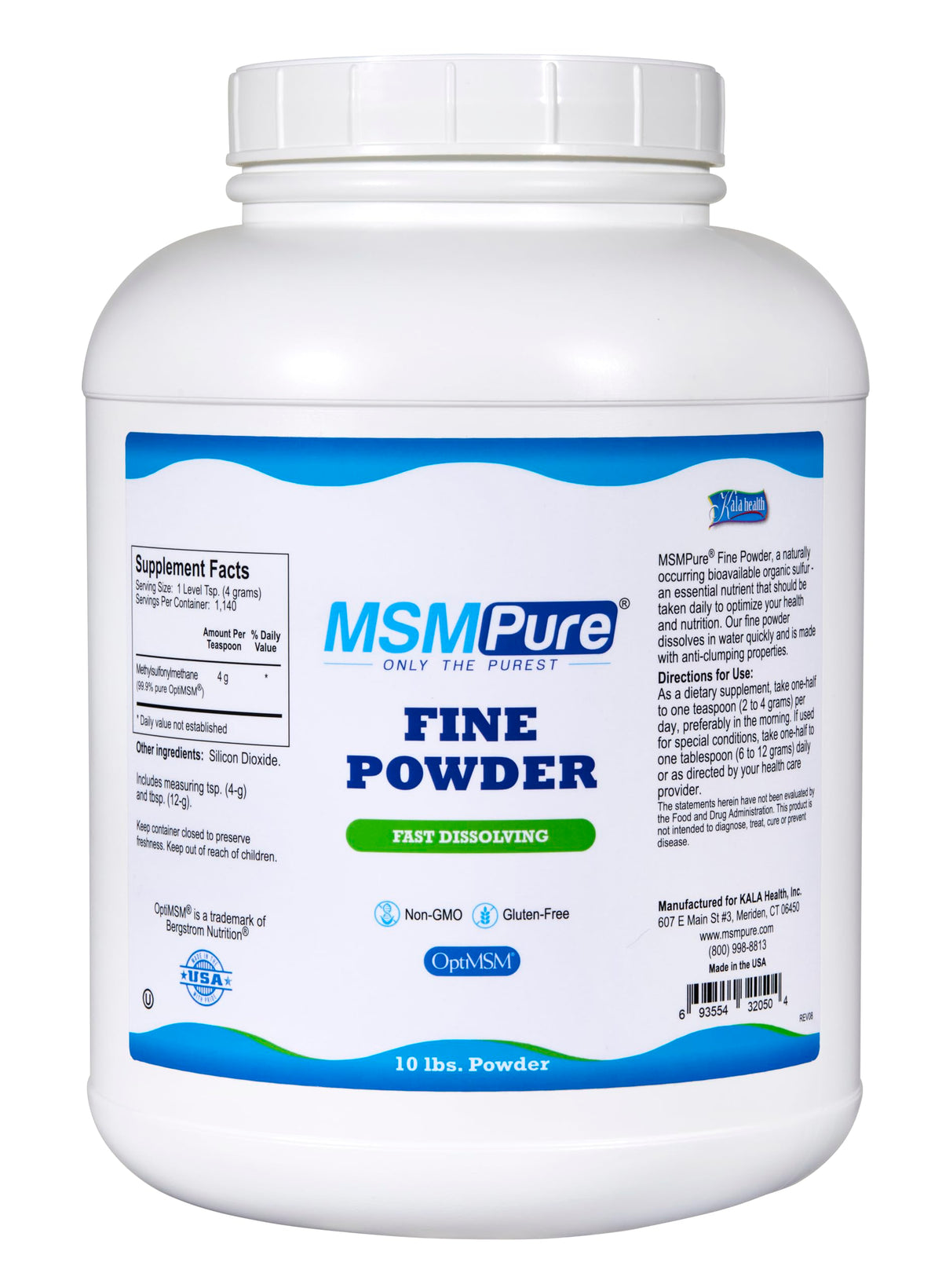 KALA HEALTH MSMPure bottle front supports joint comfort and daily wellness.