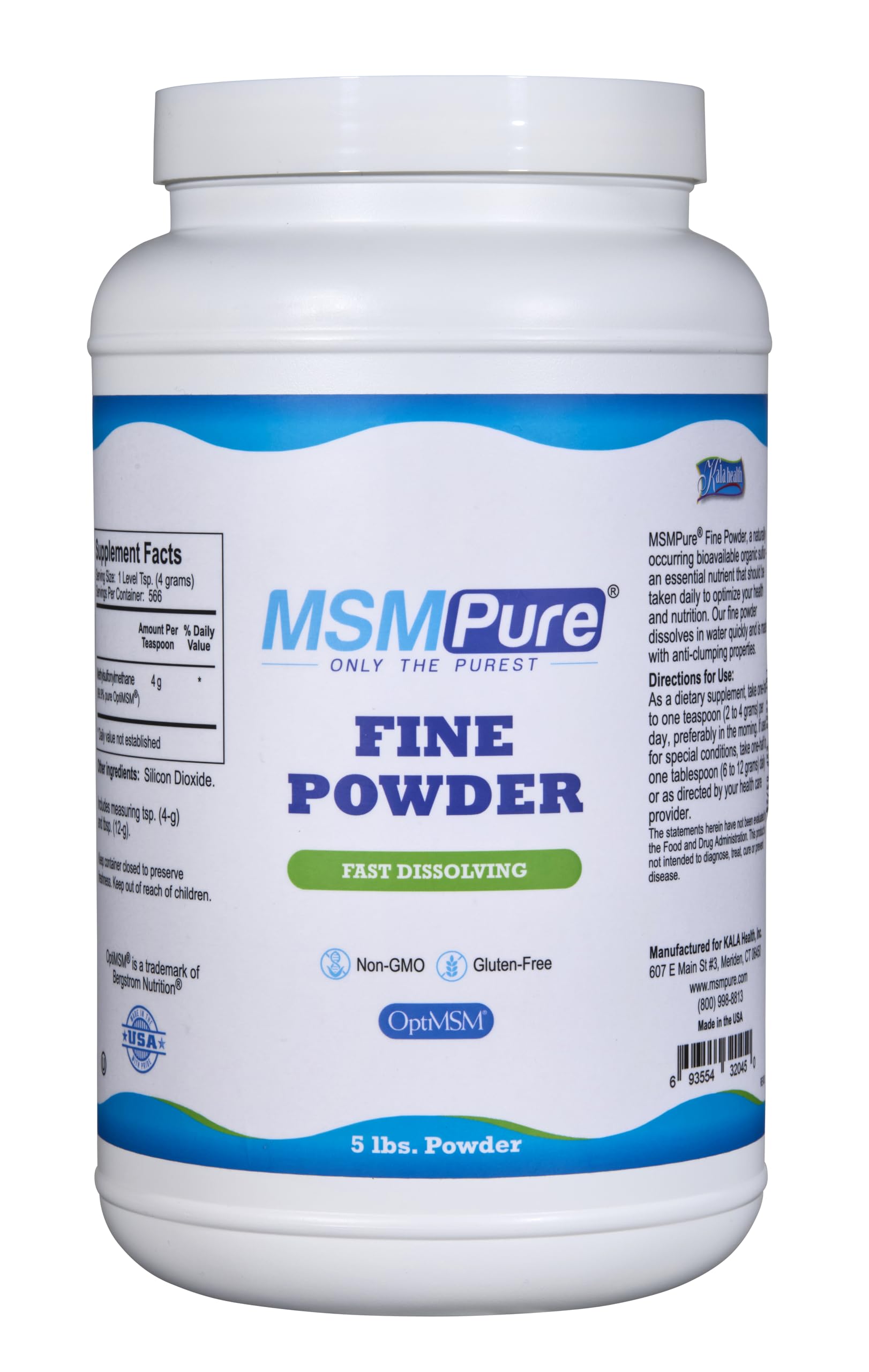 KALA HEALTH MSMPure bottle showcasing a US-made MSM supplement for joint support.
