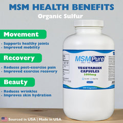 Kala Health MSMPure capsules close-up emphasizing easy-swallow, tasteless supplement.