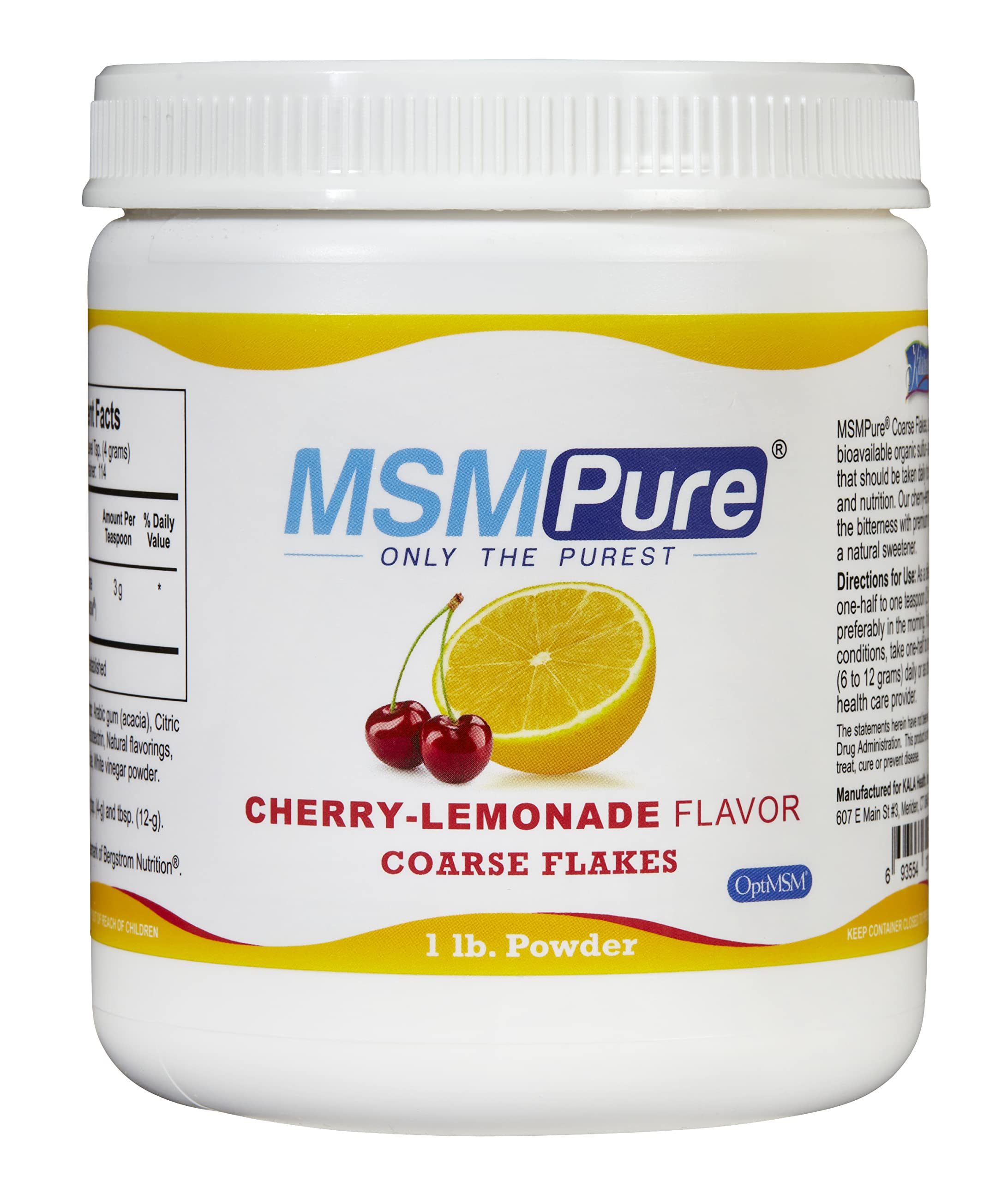KALA HEALTH MSMPure cherry lemonade bottle showcases flavor for daily joint support
