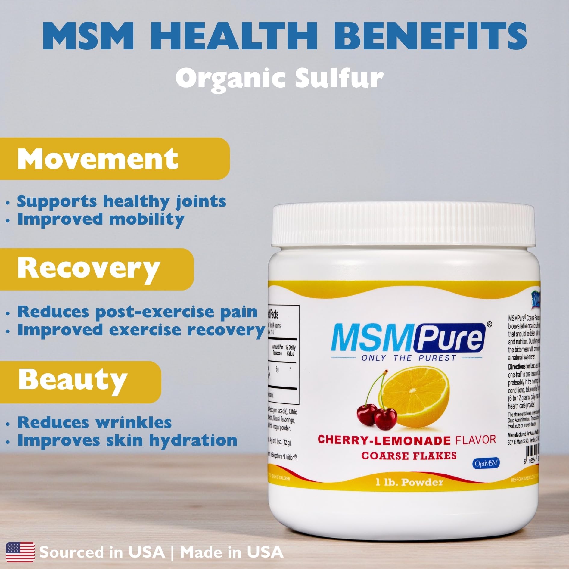 Dissolving MSMPure cherry lemonade powder in water for smooth mixing