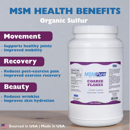 KALA HEALTH MSMPure coarse MSM powder with measuring spoon enables precise dosing.
