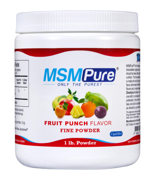 Kala Health MSMPure fruit punch bottle for joint support and skin health.
