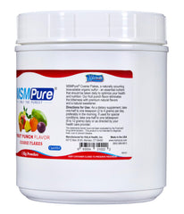 MSMPure Fruit Punch MSM flakes poured into water for a refreshing mix.