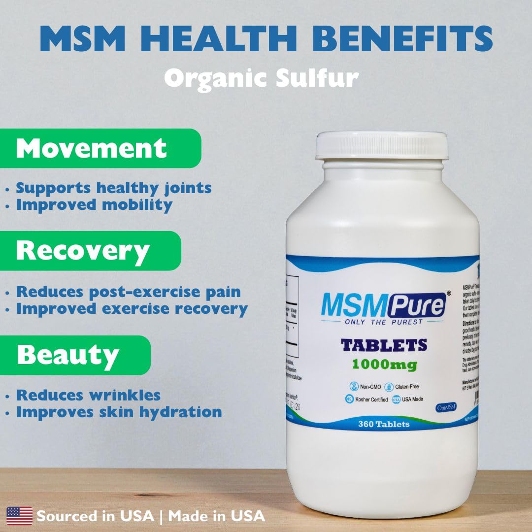 Kala Health MSMPure tablets close-up with coated finish for easy swallowing.