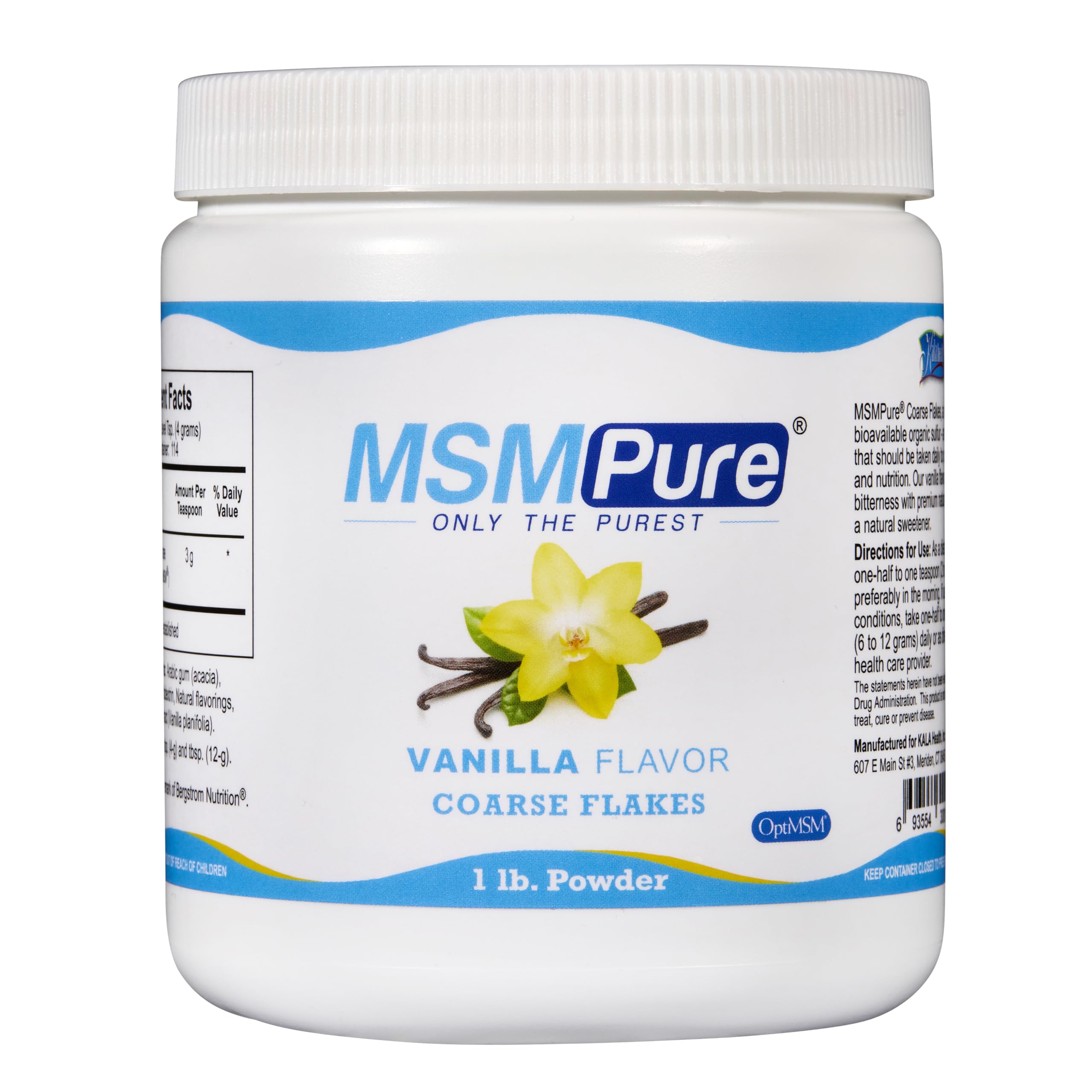 KALA HEALTH MSMPure vanilla MSM powder bottle showing US-made purity for joint support
