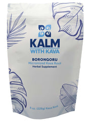 KALM Borongoru Kava powder bottle pour for easy, mess-free preparation.