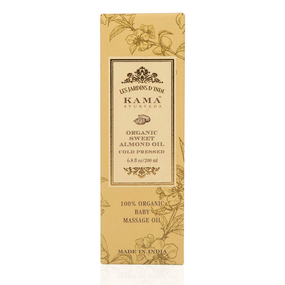 Kama Ayurveda almond oil being applied to skin for nourishing use