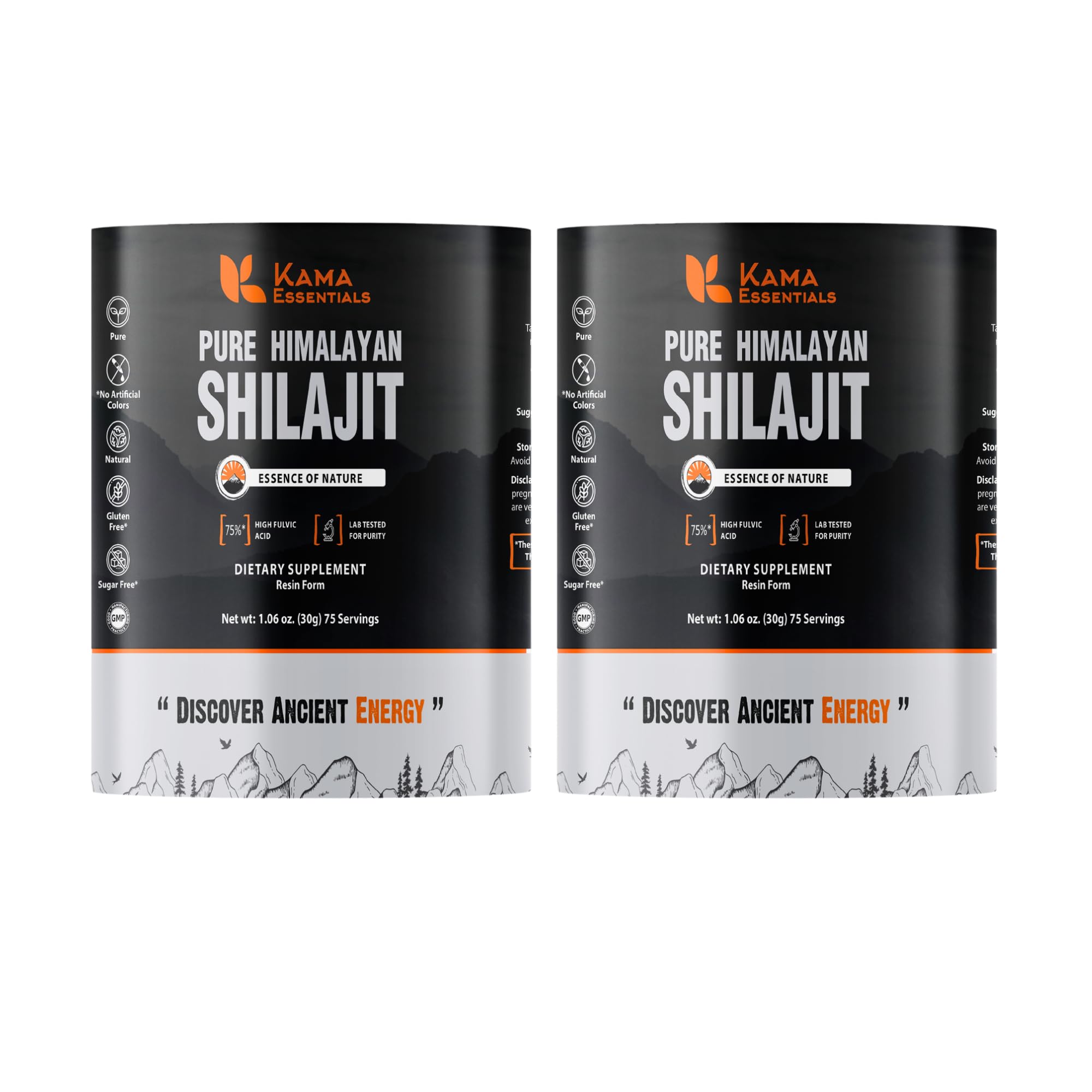 Kama Essentials Golden Grade Shilajit Resin jar, premium texture for daily use