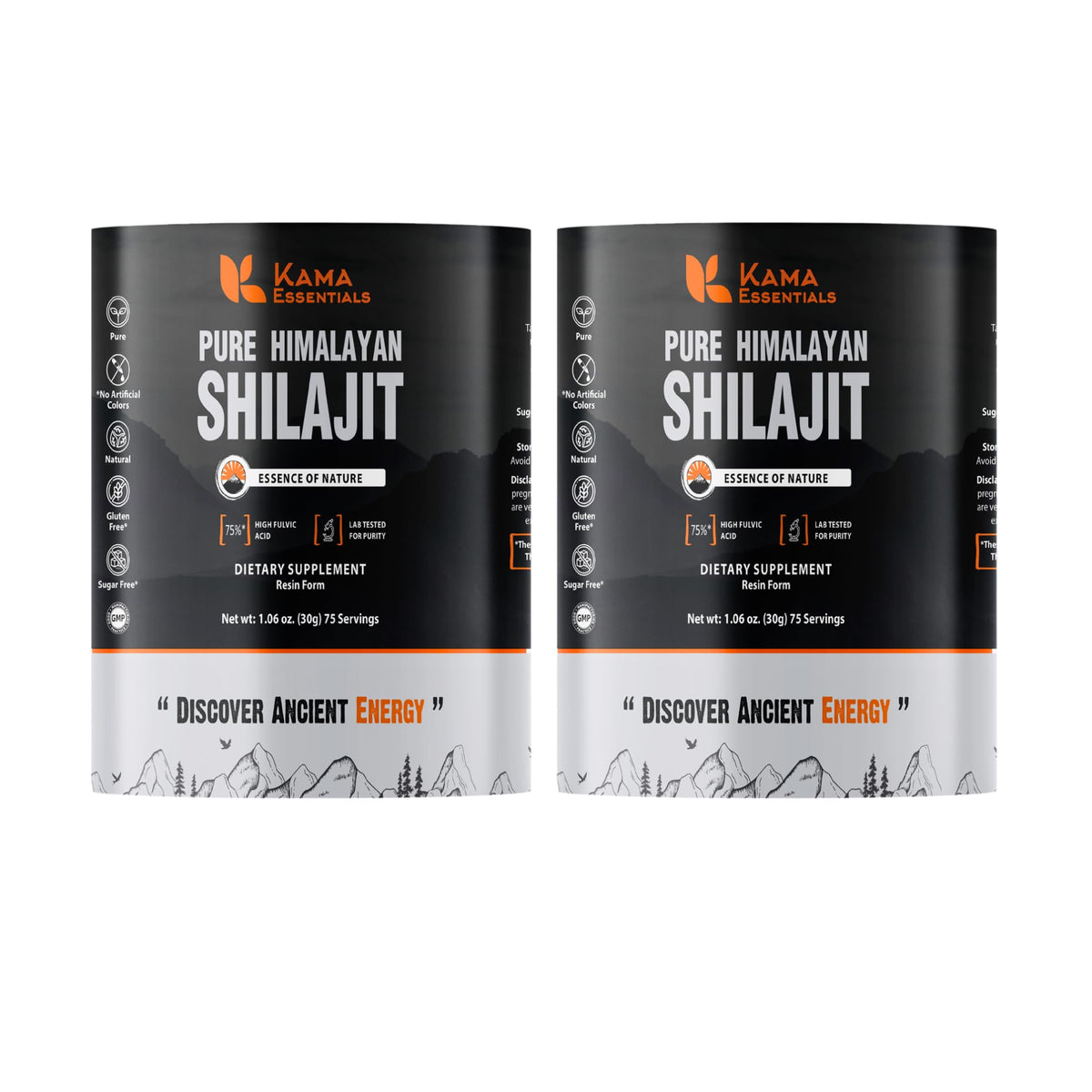 Kama Essentials Golden Grade Shilajit Resin jar, premium texture for daily use
