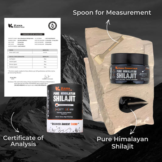 Kama Essentials Himalayan Shilajit Resin high-altitude origin imagery
