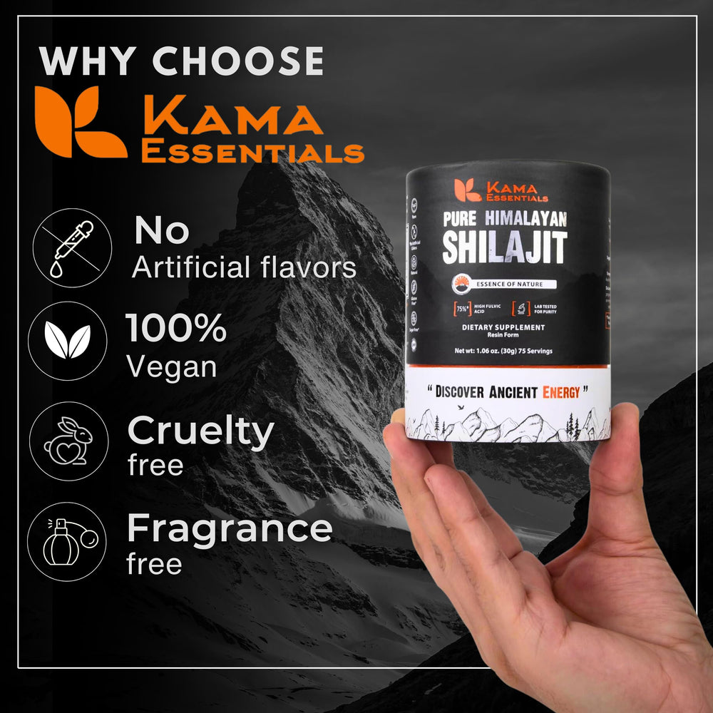 Kama Essentials Shilajit Resin dissolving in warm water for daily use