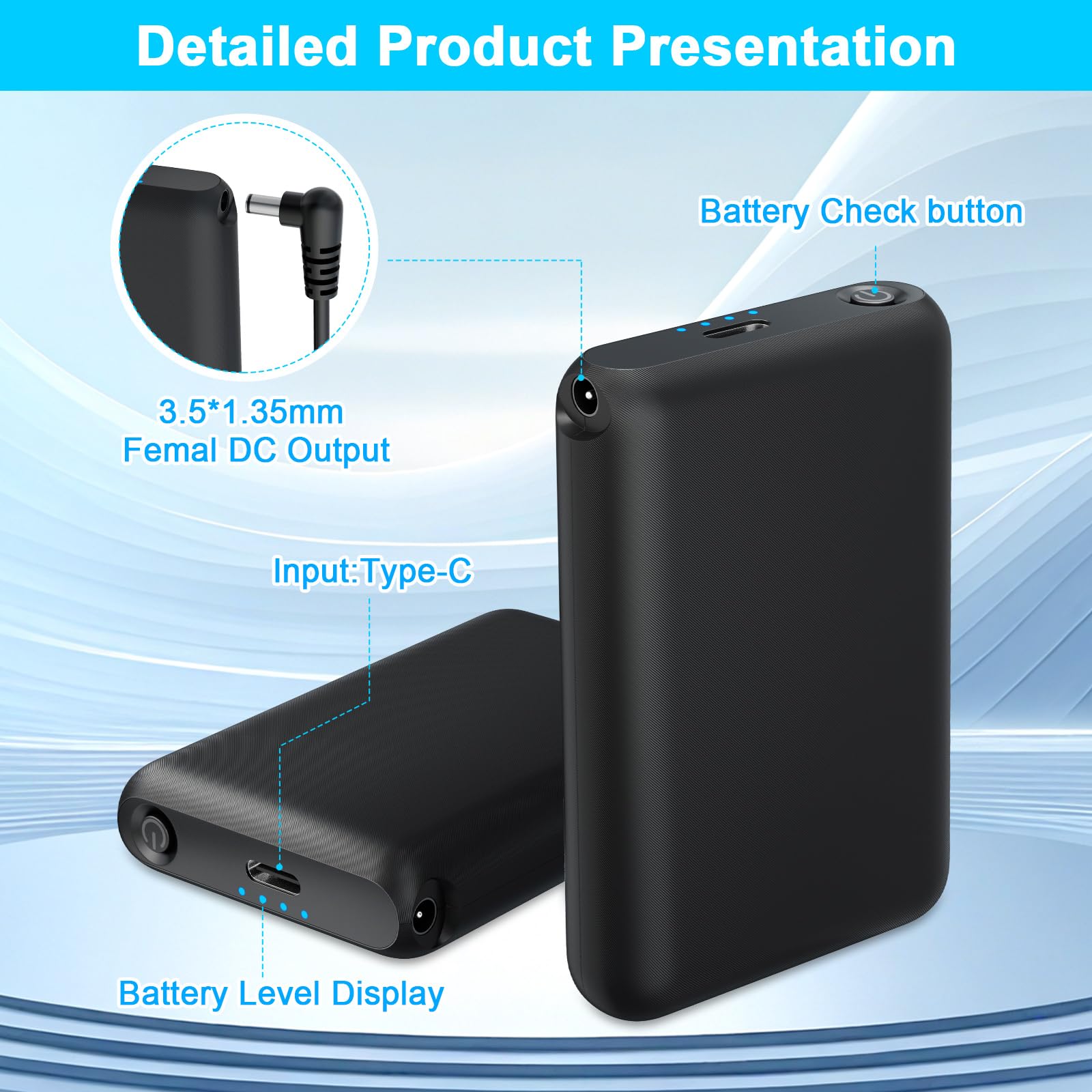 Kamlif 7-4v battery pack with four LED indicators for quick status checks.