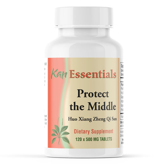 Kan Herbs Protect The Middle bottle illustrating a digestion support blend for pets
