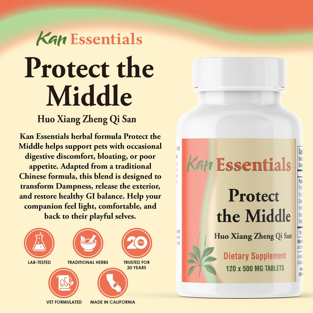 Kan Herbs Protect The Middle tablets in container for gut comfort