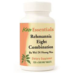 Kan Herb Rehmannia Eight bottle with tablets, supporting pet vitality and kidney health.
